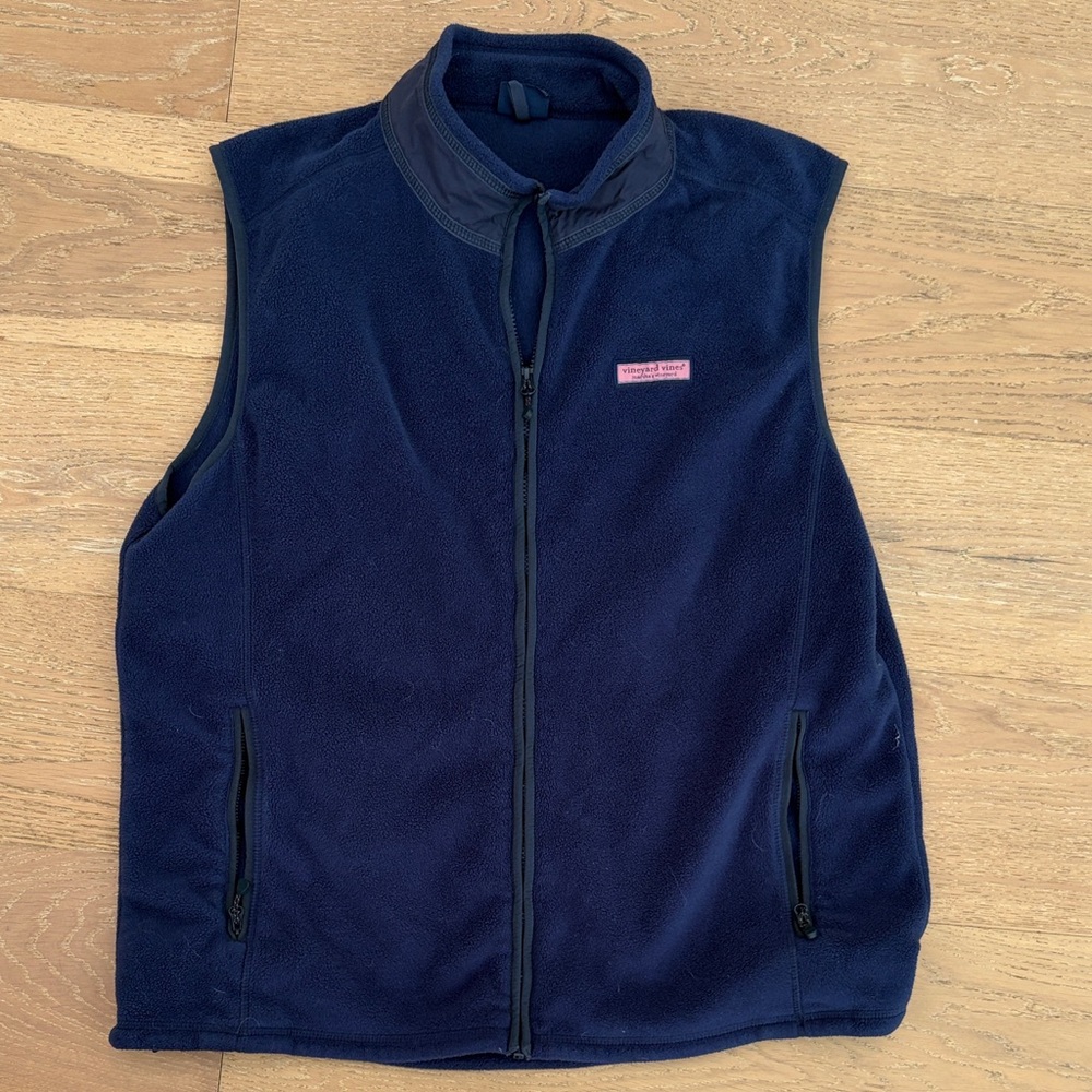 Vineyard Vines Navy Fleece with Pink Logo Patch